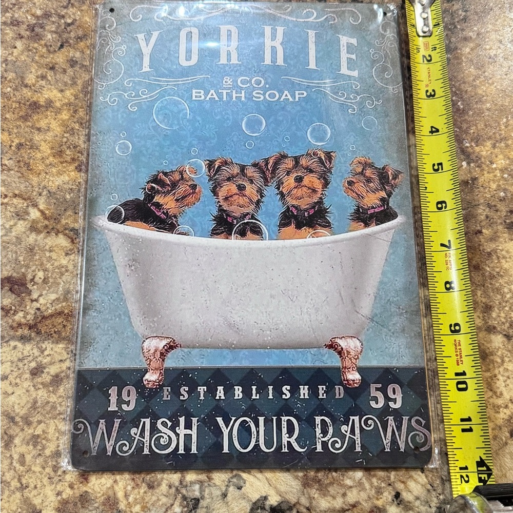 Bath Soap Metal Sign - Blue